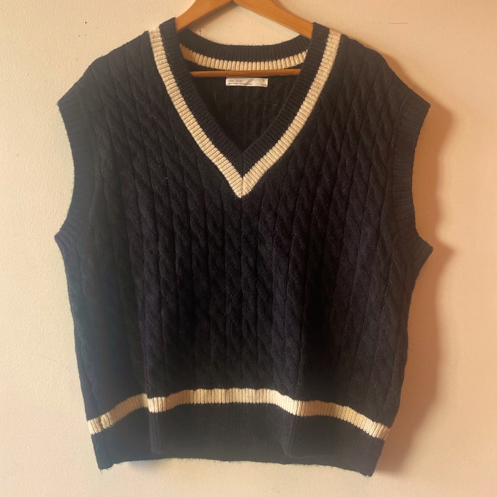 oak + fort oversized varsity vest